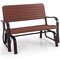 Costway Outdoor Patio Swing Porch Rocker Glider Bench Loveseat Garden Seat Steel New Borwn/Green